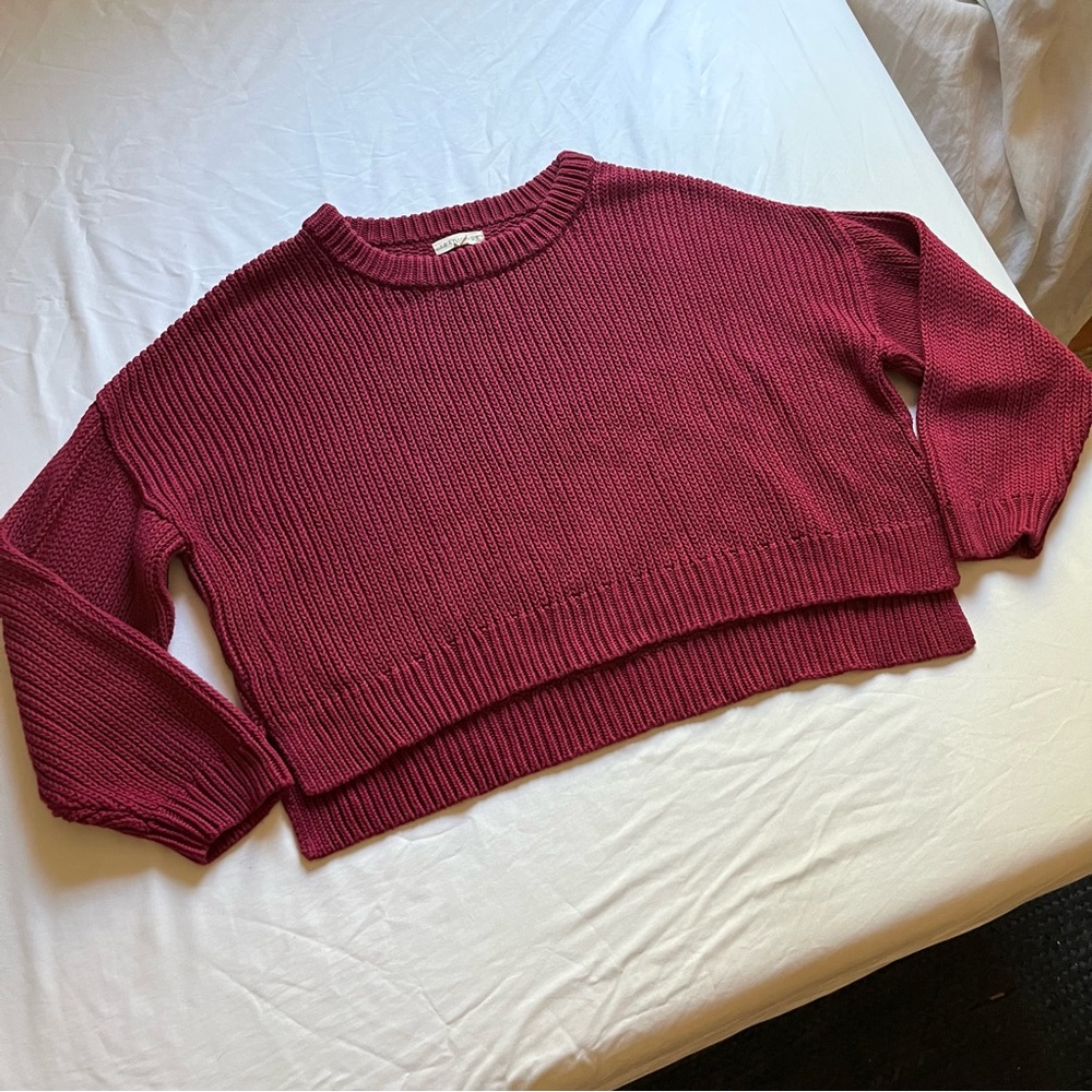 TRADLANDS Cottage Crewneck Sweater in Jam Red